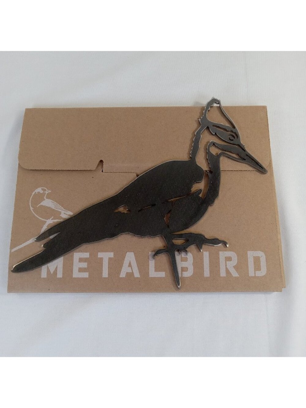 METALBIRD Pileated Woodpecker Corten Steel Silhouette Garden Art 12" Tree Decor